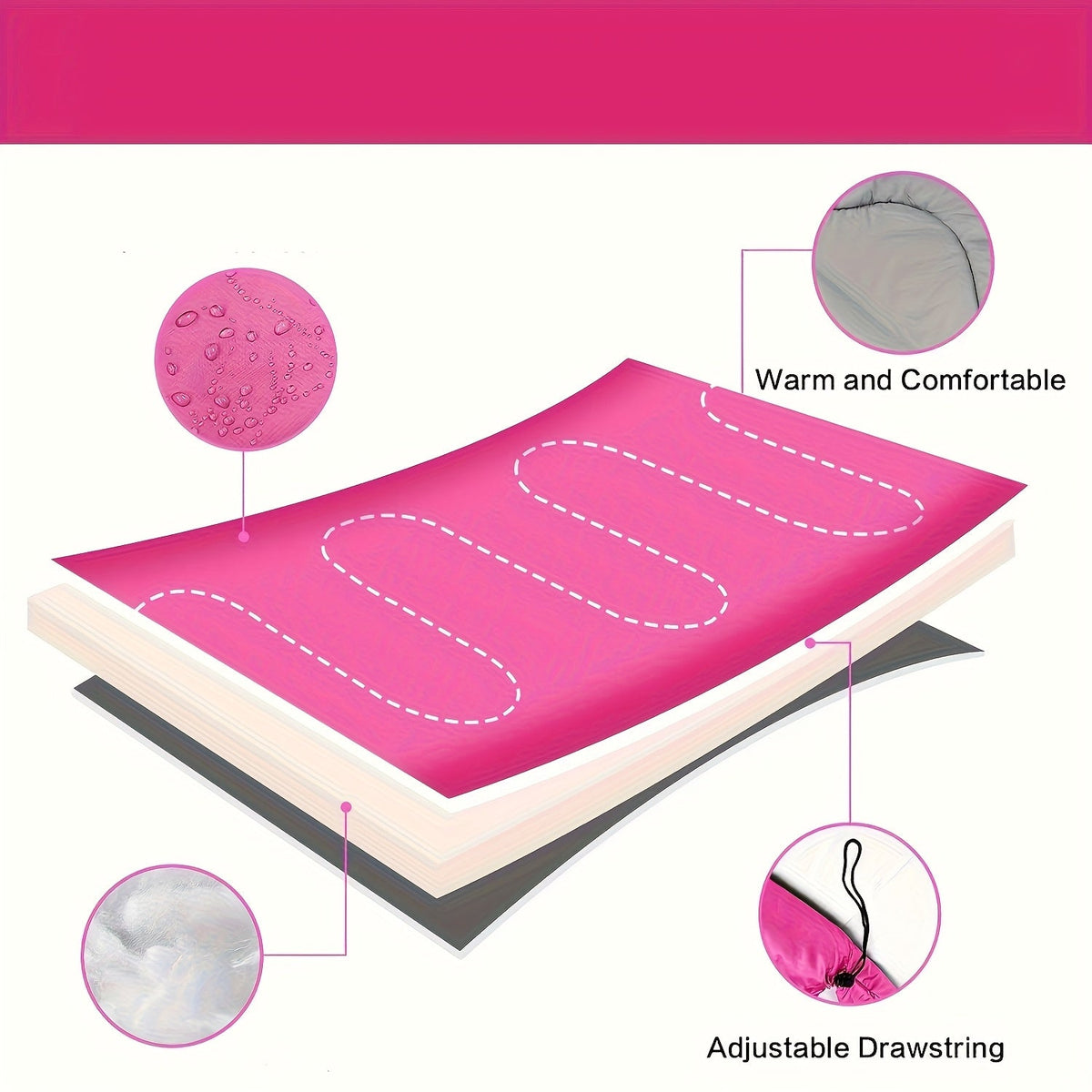 Lightweight All-Season Sleeping Bag – Adult, Pink