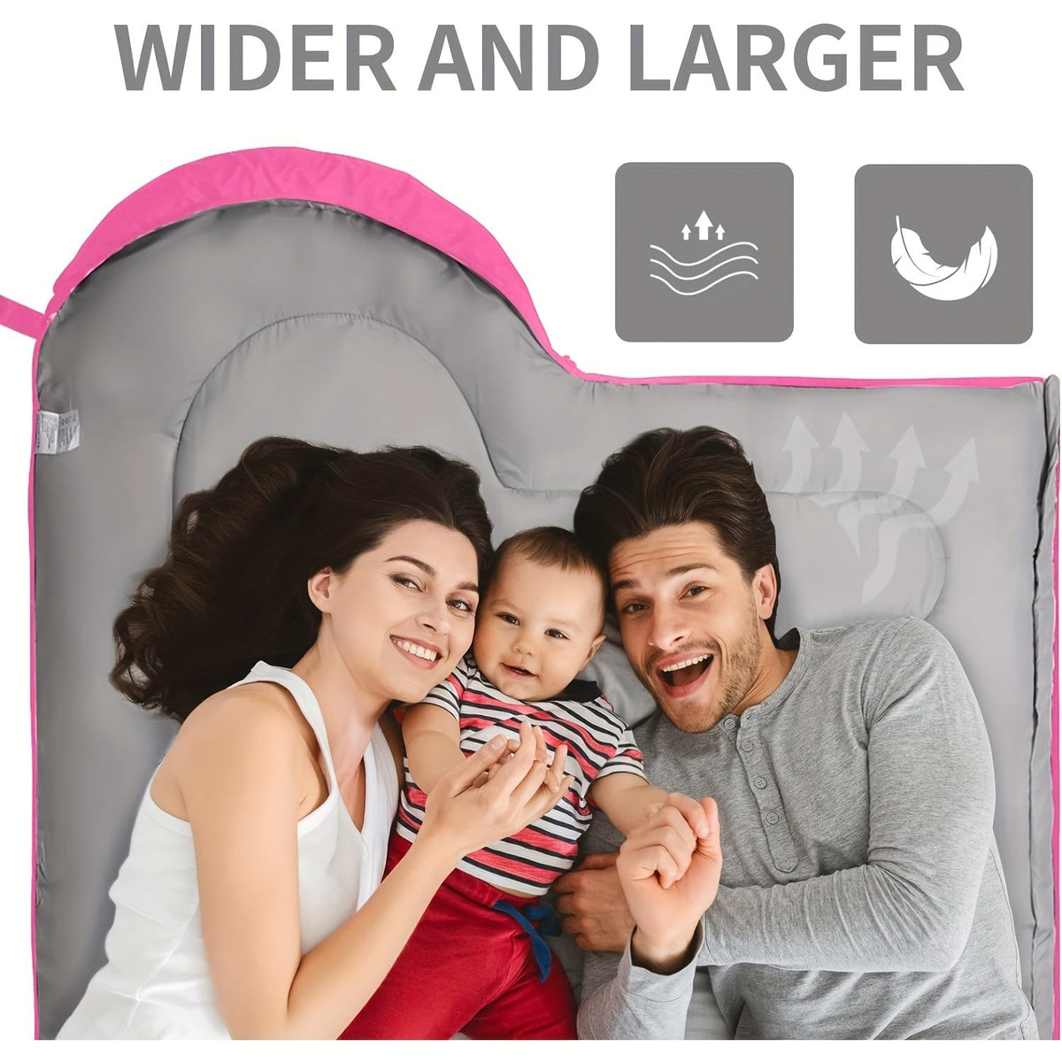 Lightweight All-Season Sleeping Bag – Adult, Pink