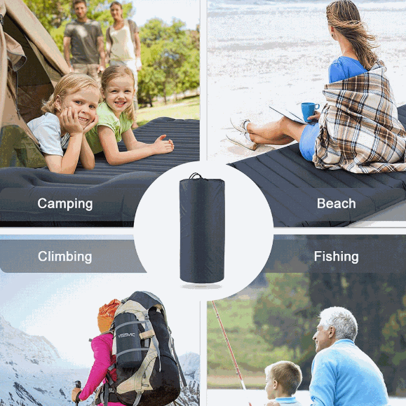 Self-Inflating Camping Mat with Pillow – 10 cm, Navy