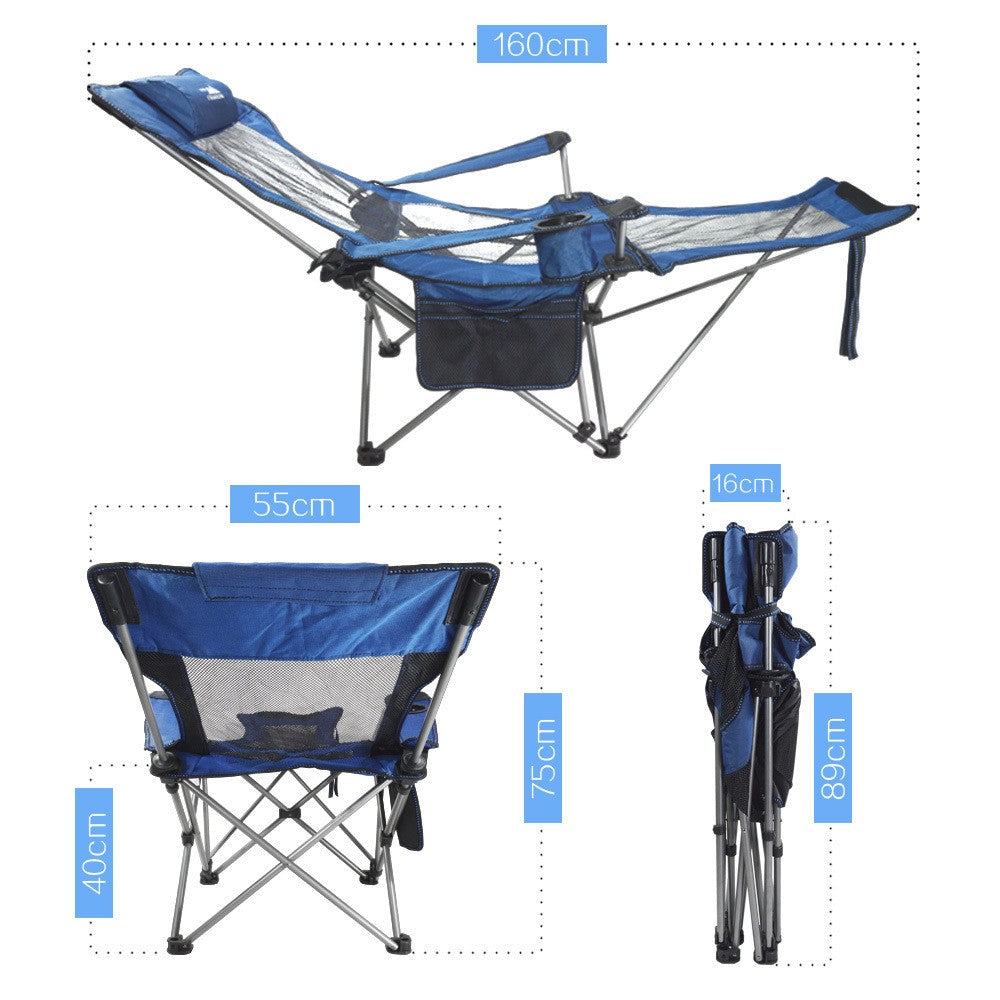 Reclining Camp Lounger with Detachable Footrest