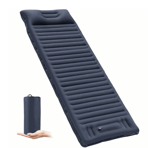 Navy 10 cm self-inflating camping mat with pillow