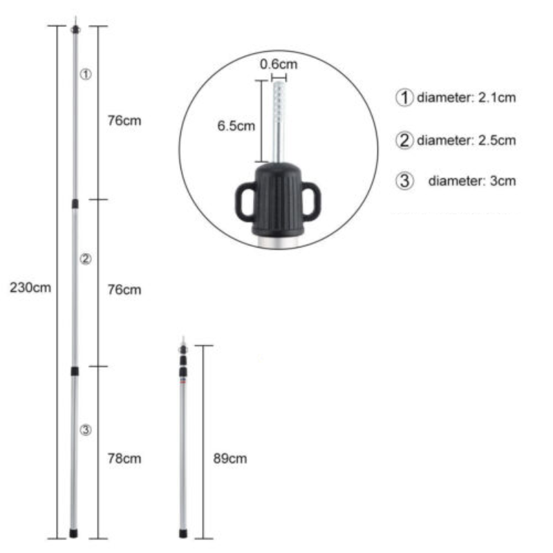 Telescopic Aluminium Tarp Poles – 90 to 230 cm (Pair)