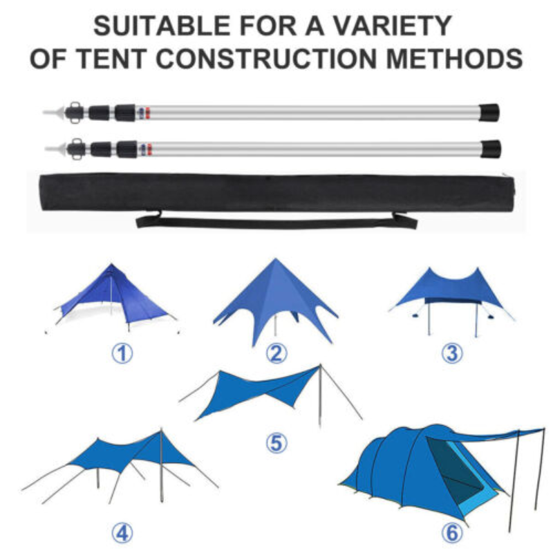 Telescopic Aluminium Tarp Poles – 90 to 230 cm (Pair)