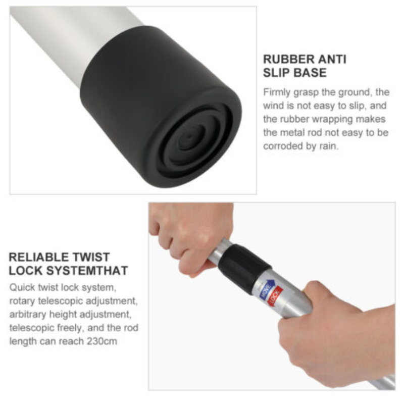 Telescopic Aluminium Tarp Poles – 90 to 230 cm (Pair)