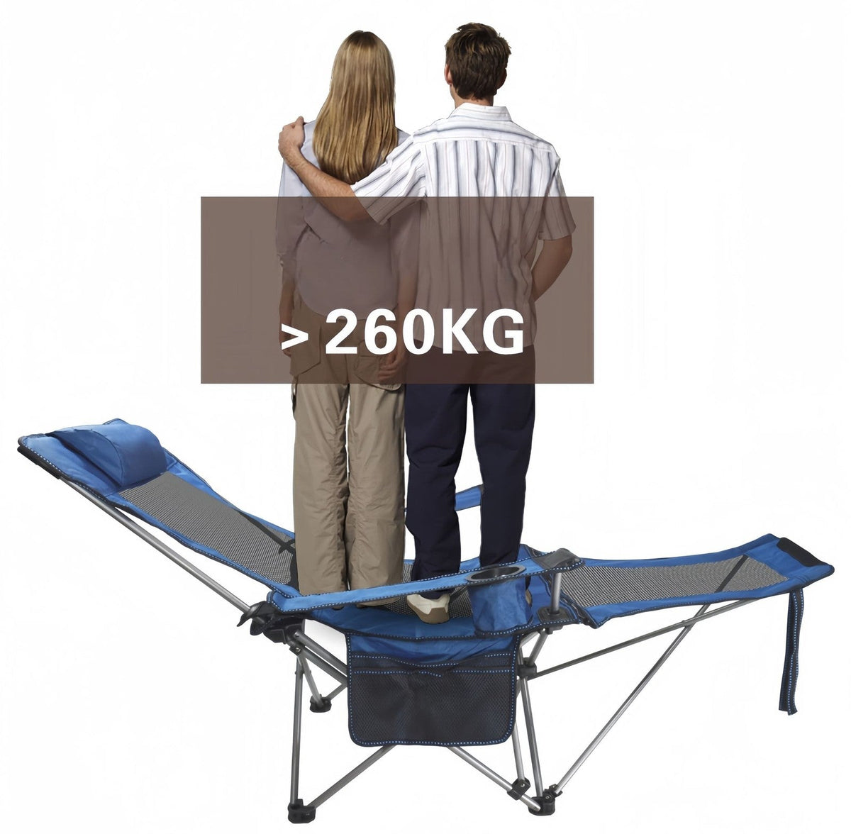 Reclining Camp Lounger with Detachable Footrest