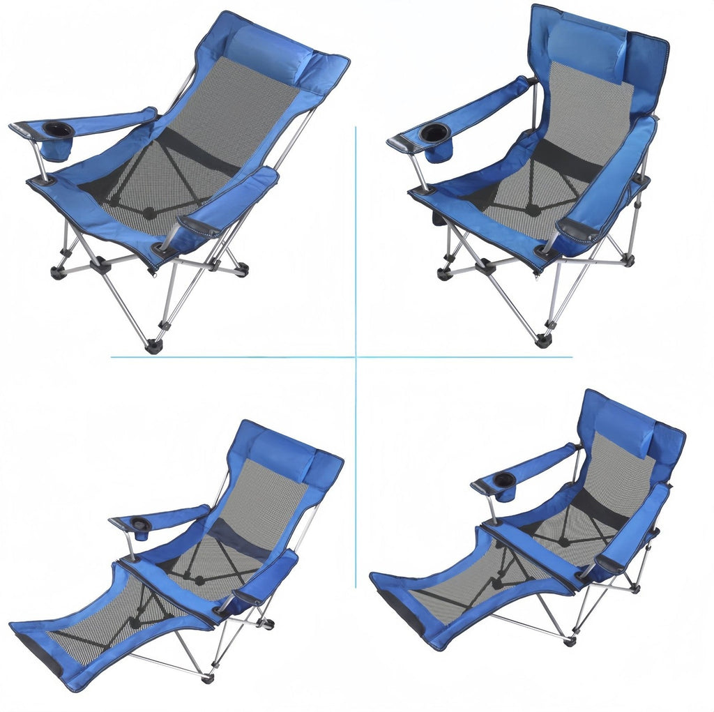 Reclining camp lounger with detachable footrest