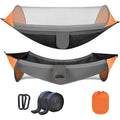 Orange 2-person hammock with mosquito net