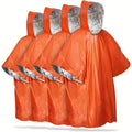 Orange emergency rain ponchos with hood