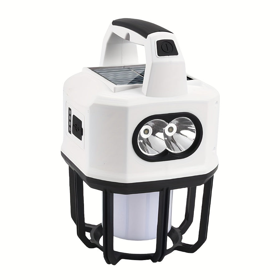 Solar camping lantern with phone charger