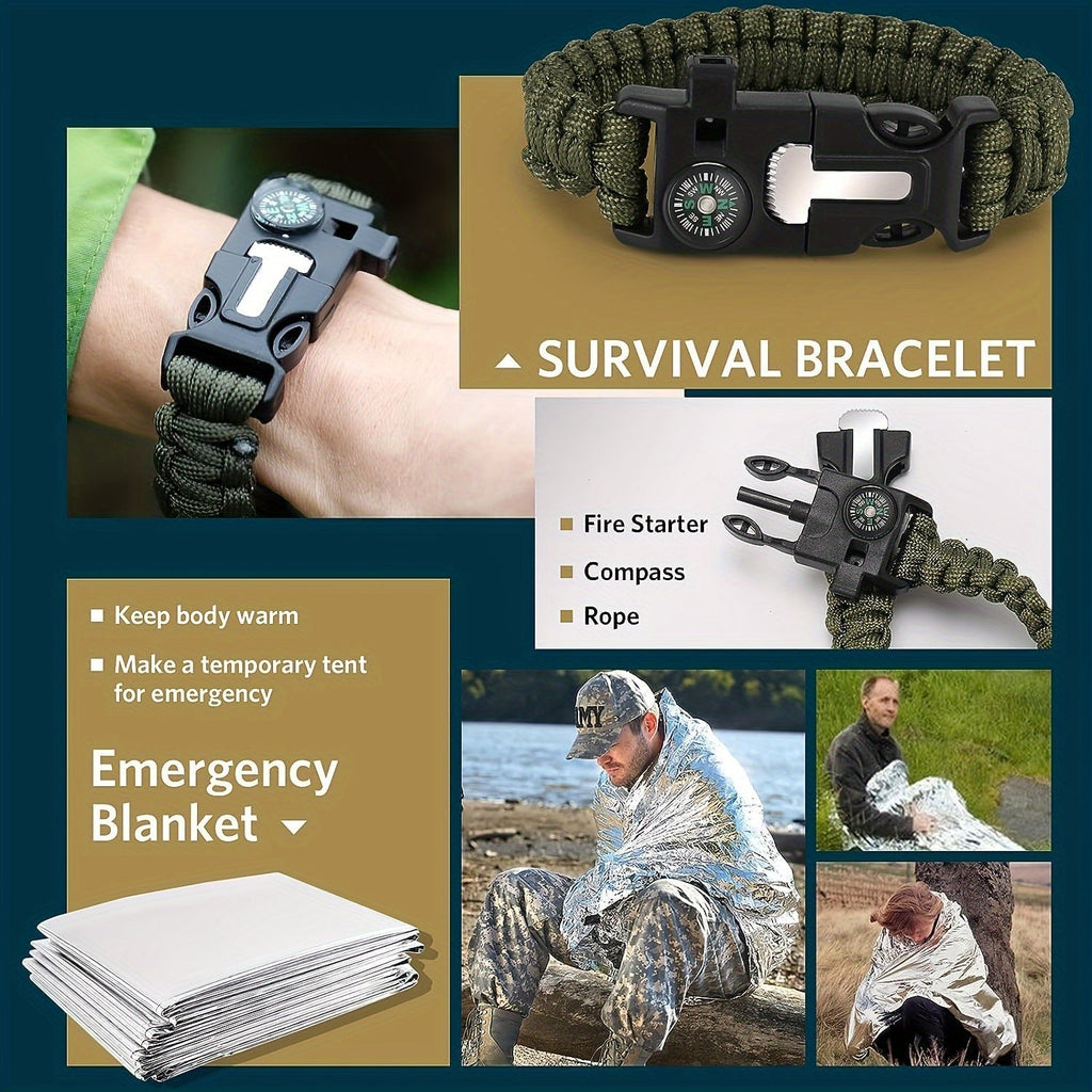14-in-1 Camping Survival Kit with Fire Starter