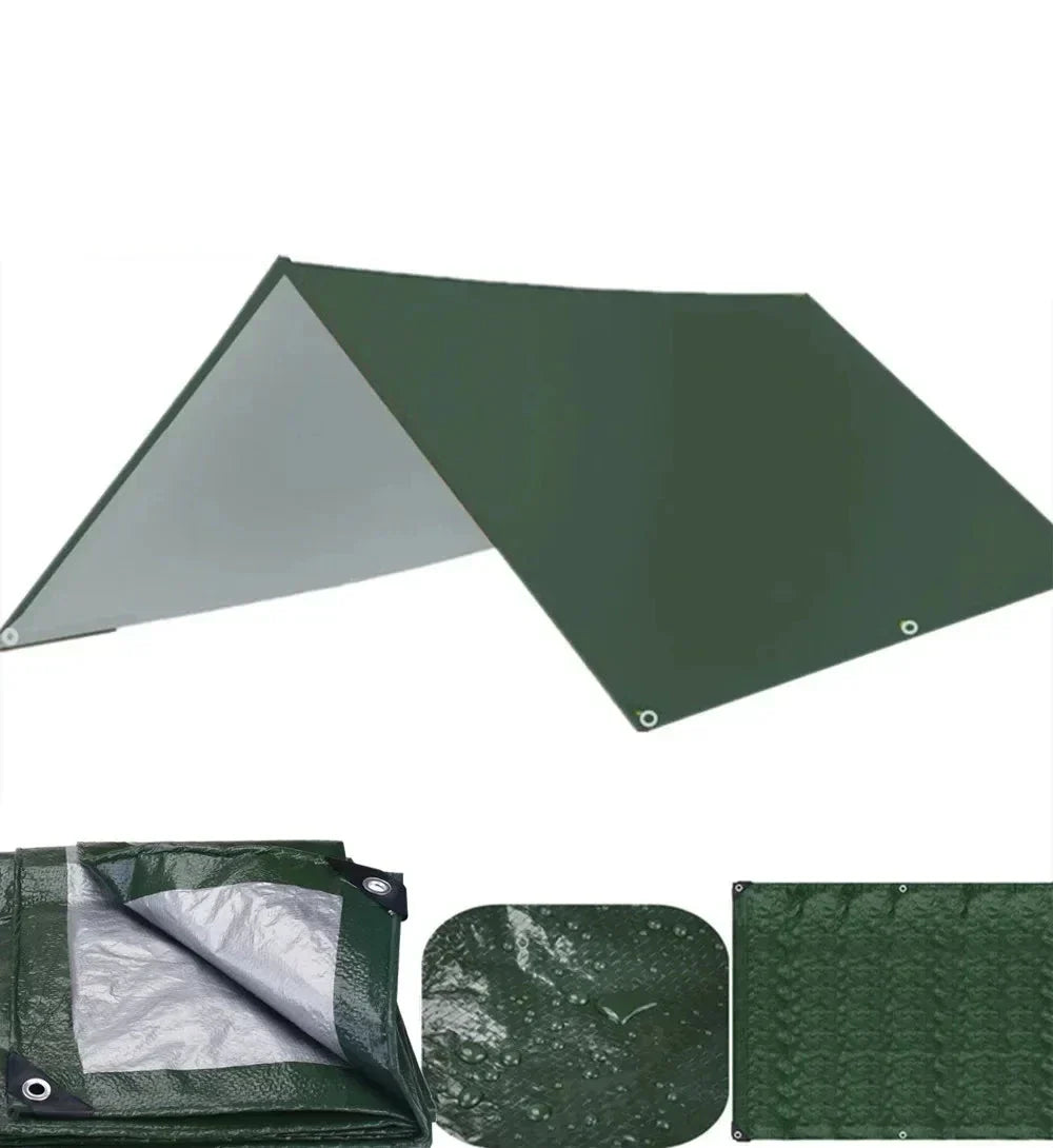 Green 3 x 2 m waterproof camping tarp