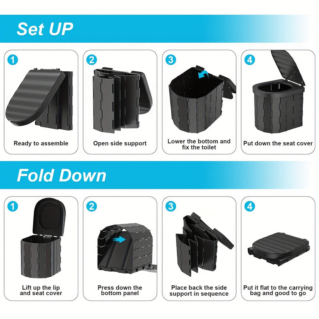 Portable Camp Toilet Kit with Pop-Up Privacy Tent