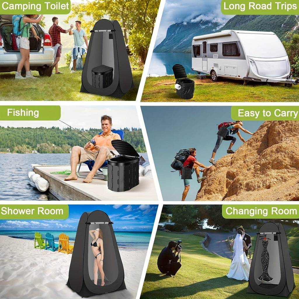 Portable Camp Toilet Kit with Pop-Up Privacy Tent