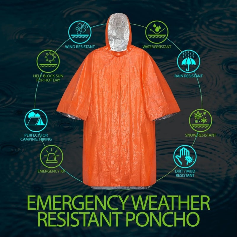 Emergency Rain Ponchos with Hood – 4 Pack