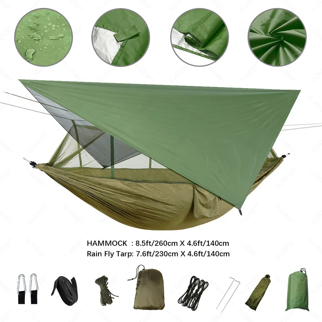 Camping Hammock with Mosquito Net & Rain Fly