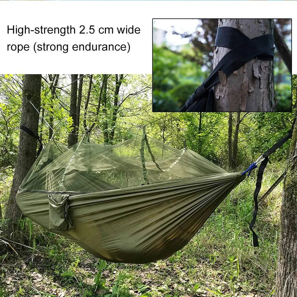 2-Person Camping Hammock with Mosquito Net – Army Green