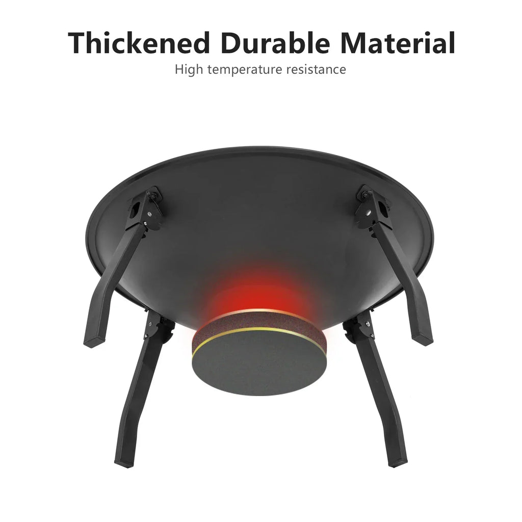 Folding Charcoal Fire Pit – 55 cm, Black