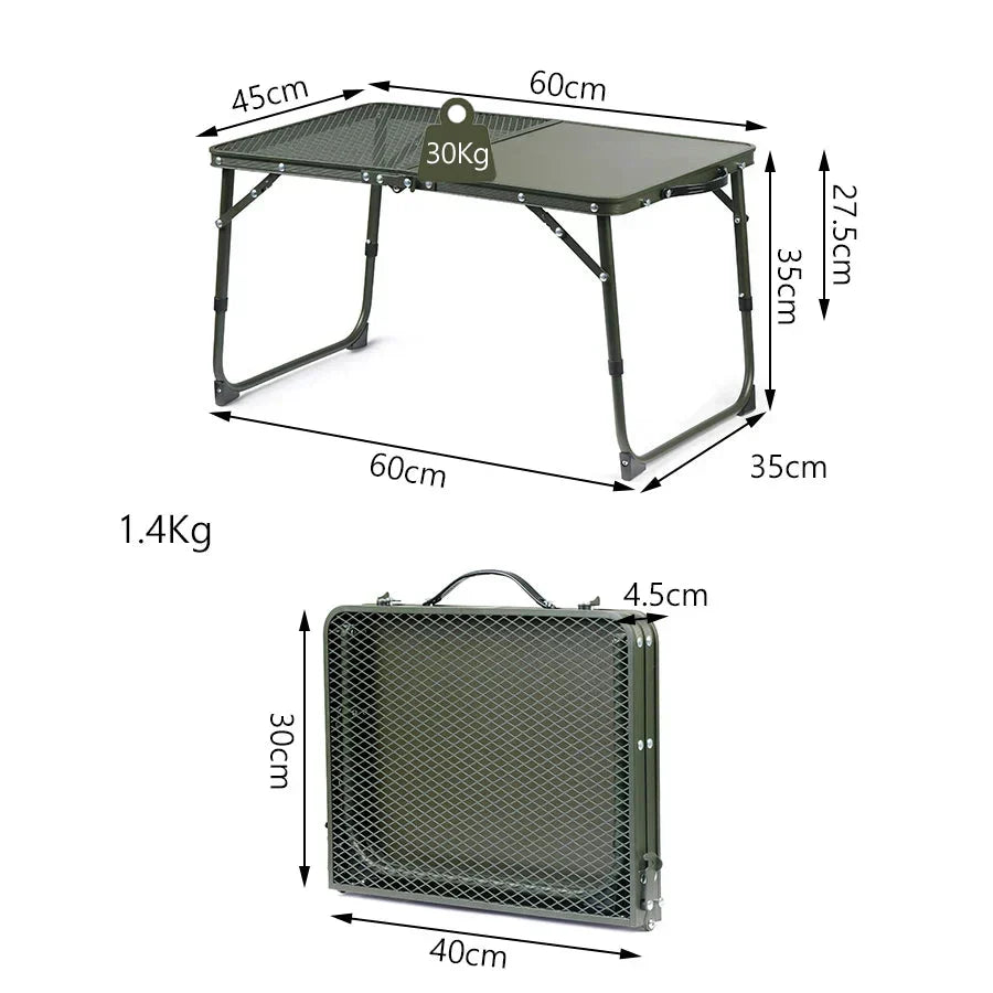 Adjustable Height Folding Camp Table – Green