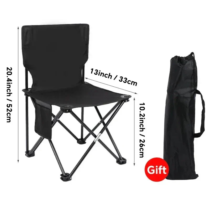 Folding Moon Chair with Footrest – Black