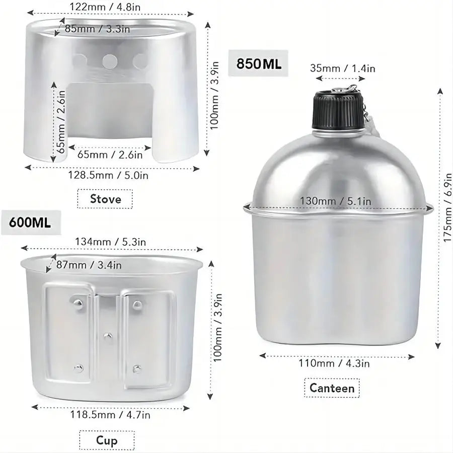 Aluminium Canteen & Cup Set with Pouch