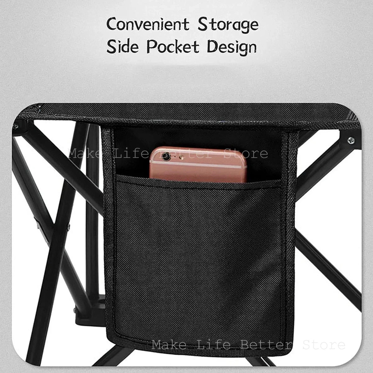 Folding Moon Chair with Footrest – Black
