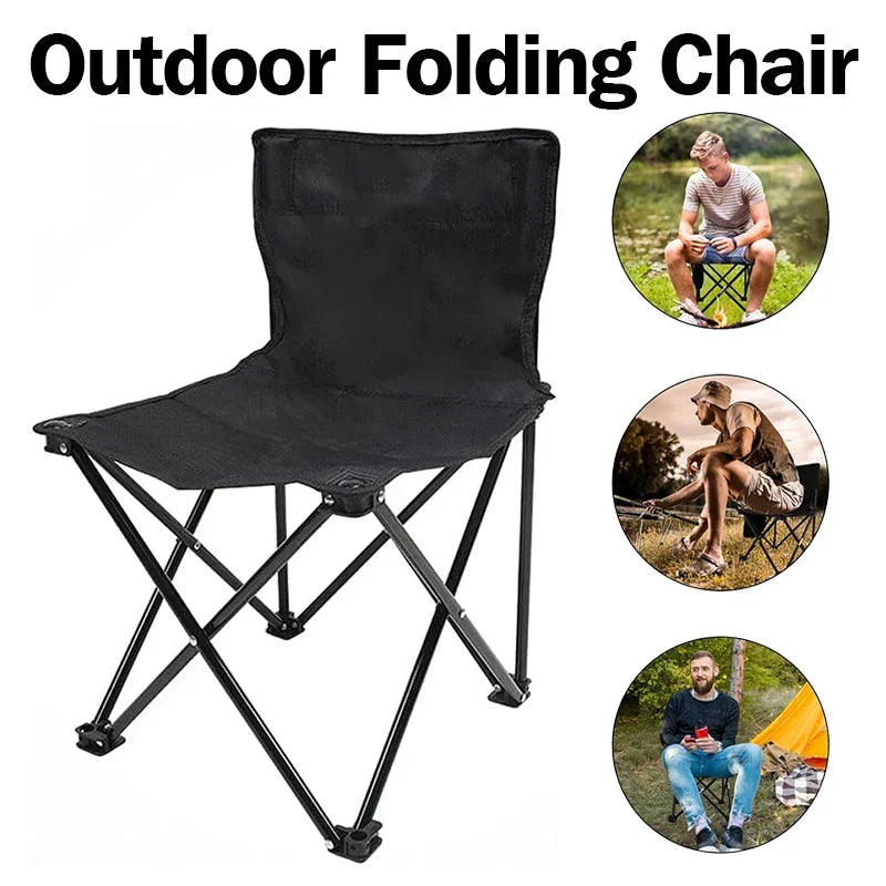Black folding moon chair with footrest