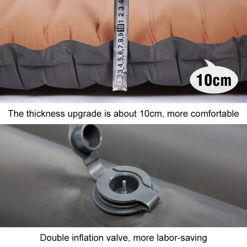 Self-Inflating Sleeping Pad with Pillow – 10 cm, Khaki