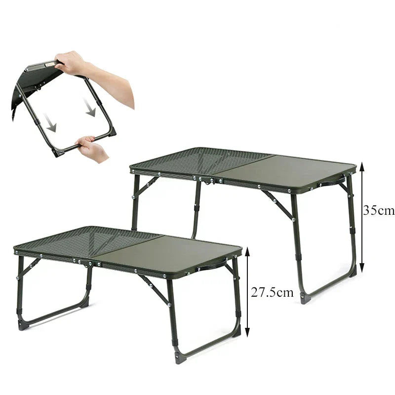 Adjustable Height Folding Camp Table – Green