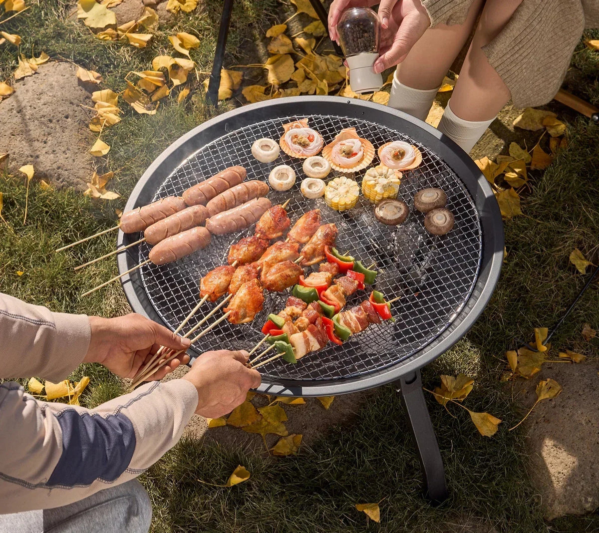Folding Charcoal Fire Pit – 55 cm, Black