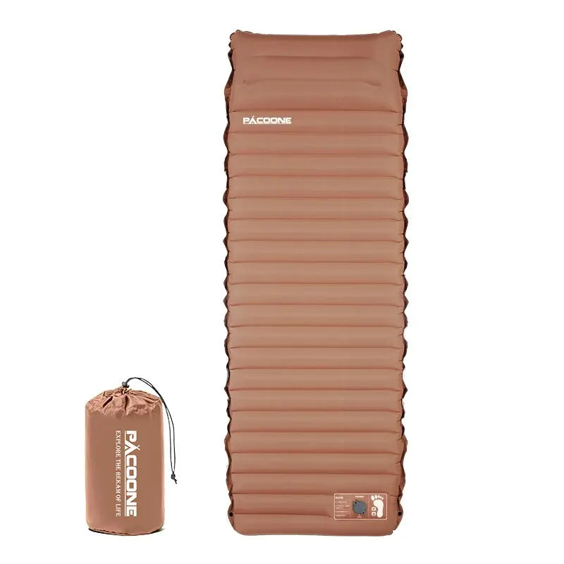 Khaki 10 cm self-inflating sleeping pad with pillow