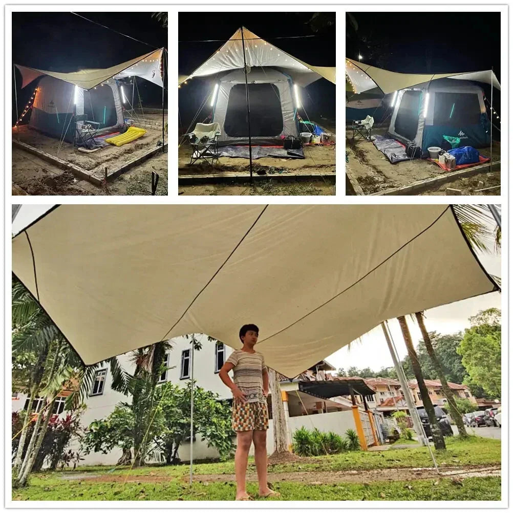 Octagon Butterfly Shade Tarp – 5.1 × 5.1 m, Khaki