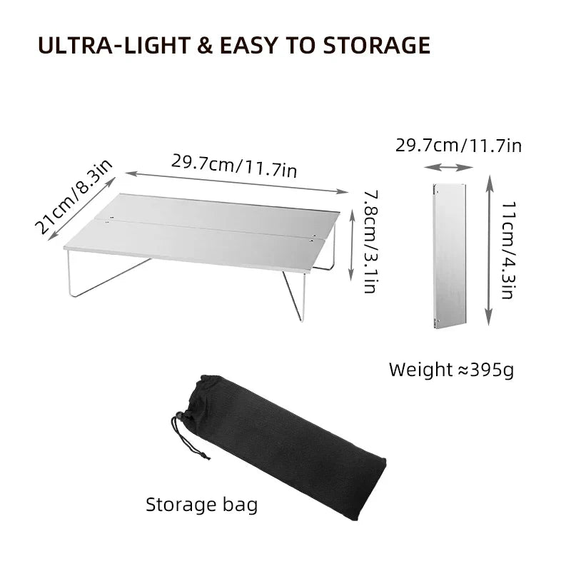 Ultralight Mini Folding Table – 395 g, Silver