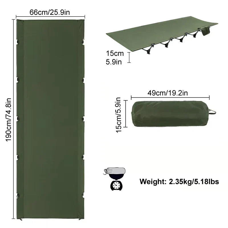 Ultralight Camping Cot – 2.35 kg, Green
