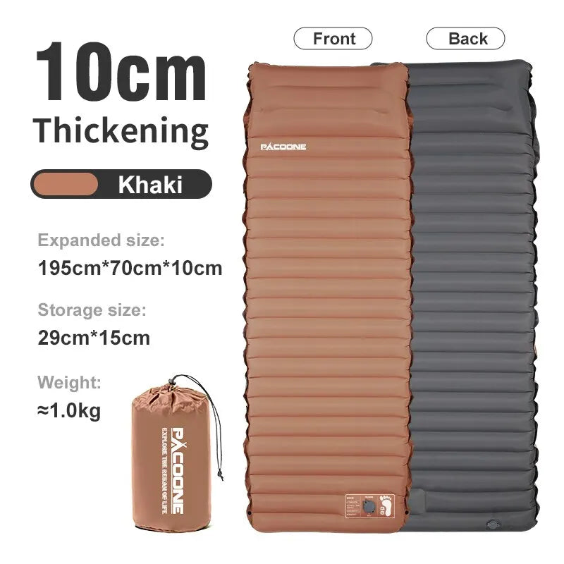 Self-Inflating Sleeping Pad with Pillow – 10 cm, Khaki