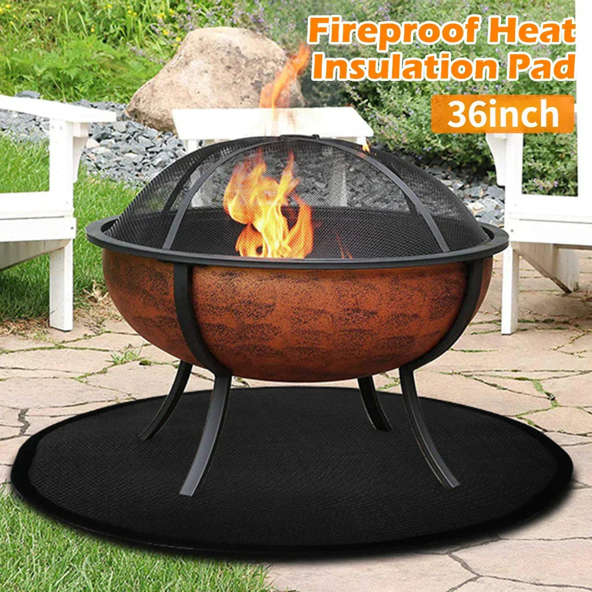 Fireproof Fire Pit Mat – 36 inch Round