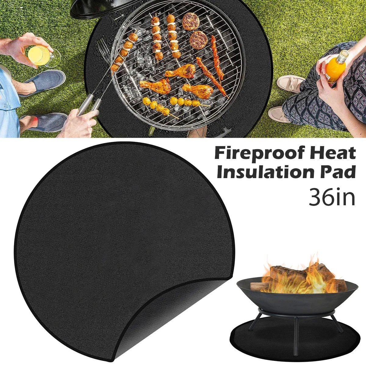 Fireproof Fire Pit Mat – 36 inch Round