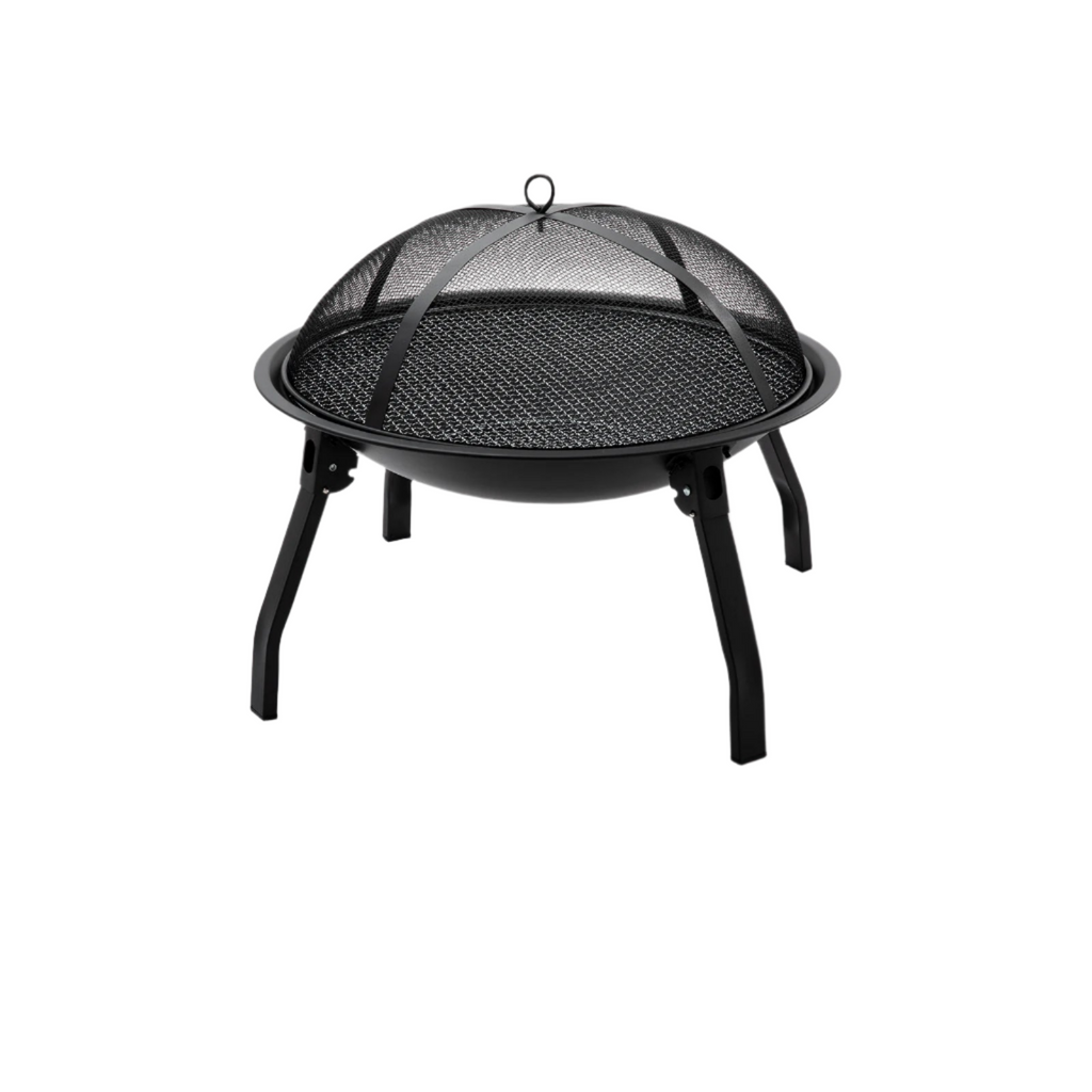 Black folding charcoal fire pit