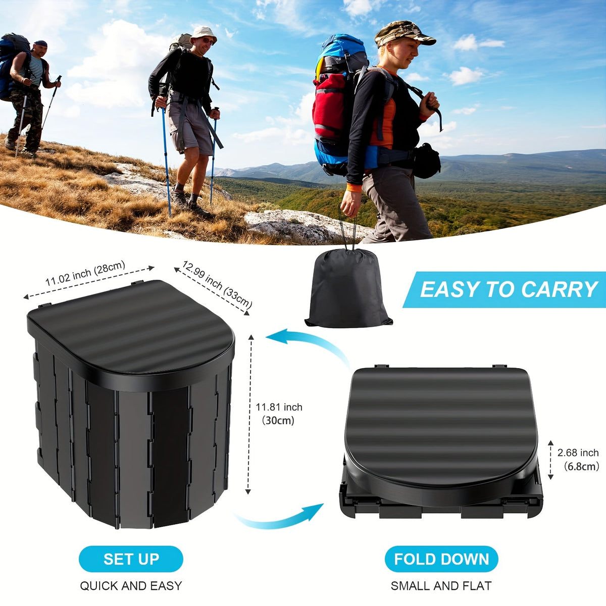 Portable Camp Toilet Kit with Pop-Up Privacy Tent