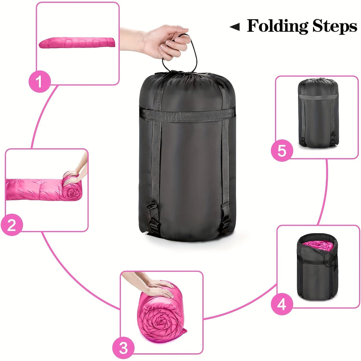 Lightweight All-Season Sleeping Bag – Adult, Pink