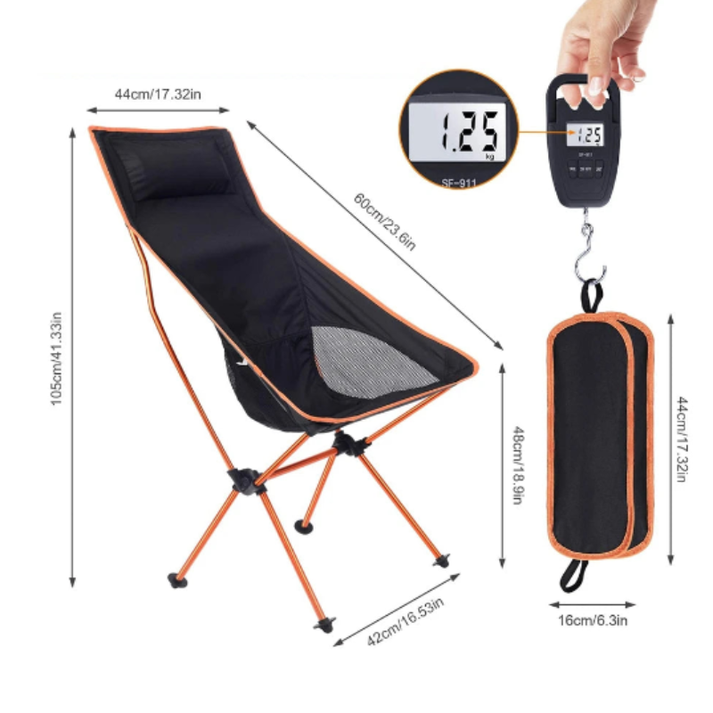 Lightweight Folding Camp Chair – Orange