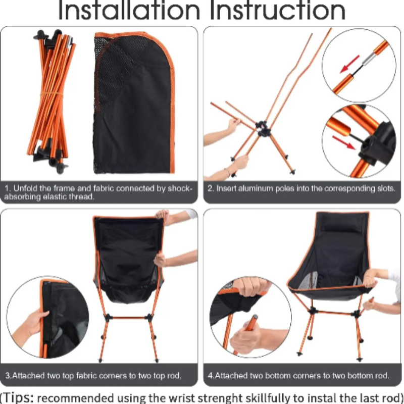 Lightweight Folding Camp Chair – Orange